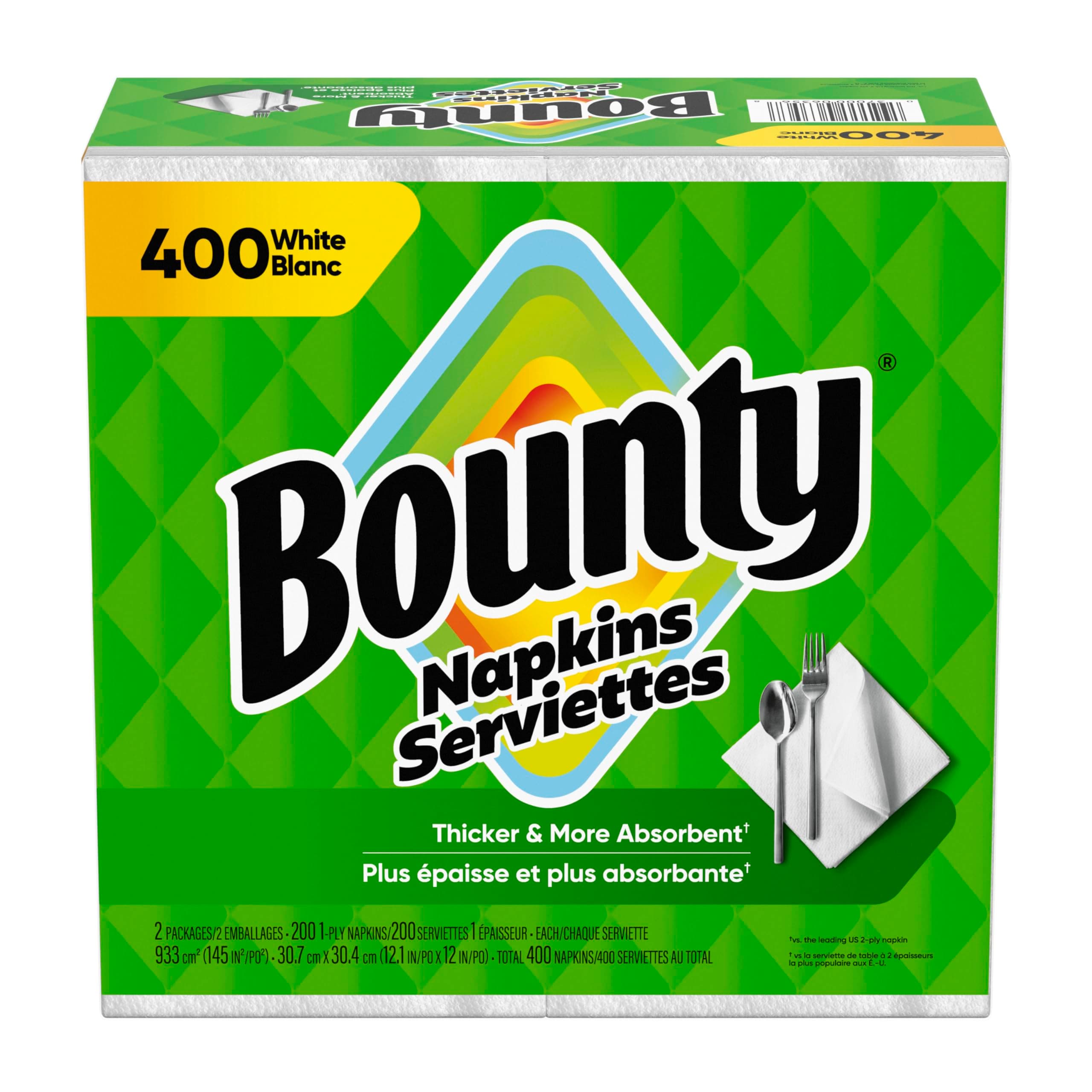 Bounty Paper Napkins, White, 400 Count 400 Count White