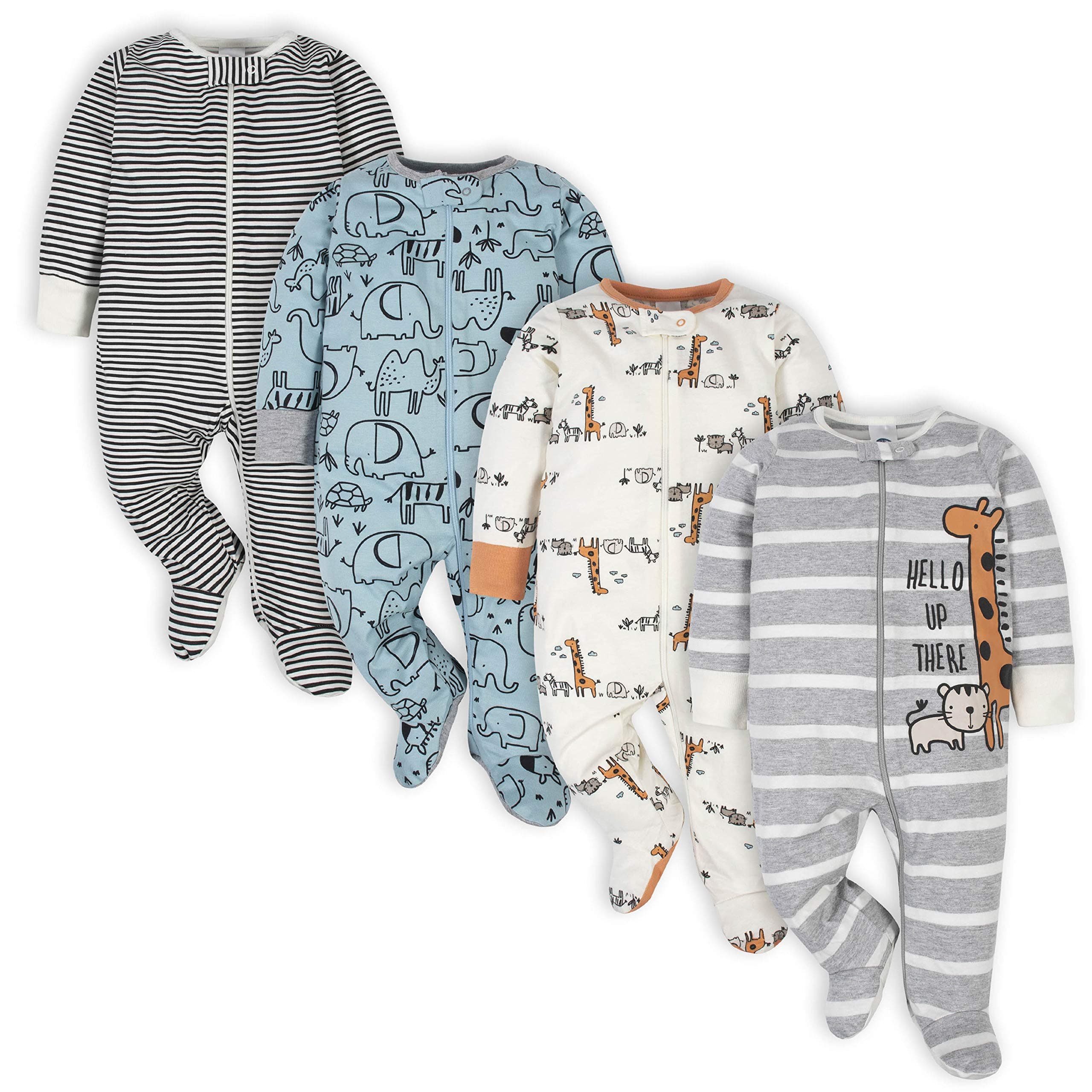 Gerber Baby Boys 4 Pack Sleep 'N Play Footie 0-3 Months Jungle