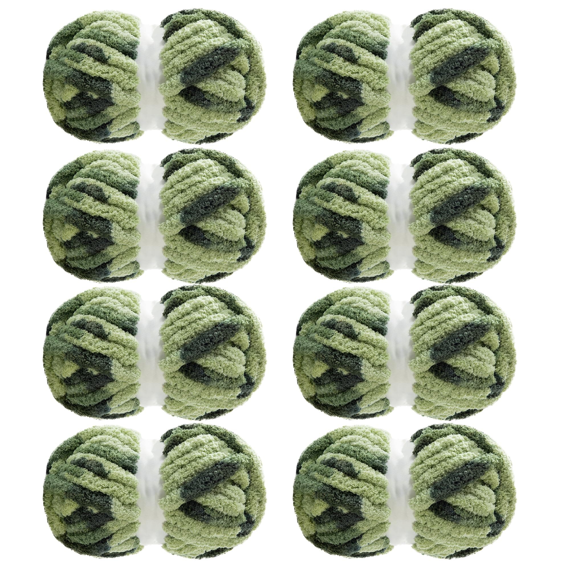 MABOZOO Tie Dye Chunky Yarn for Crocheting & Knitting, 8 Pack - Soft Plush Sage Green Fluffy Jumbo Chenille Yarn,Giant Thick Fuzzy Bulky(29 yds, 8 oz Each Skein) Sage Green 8 Pack