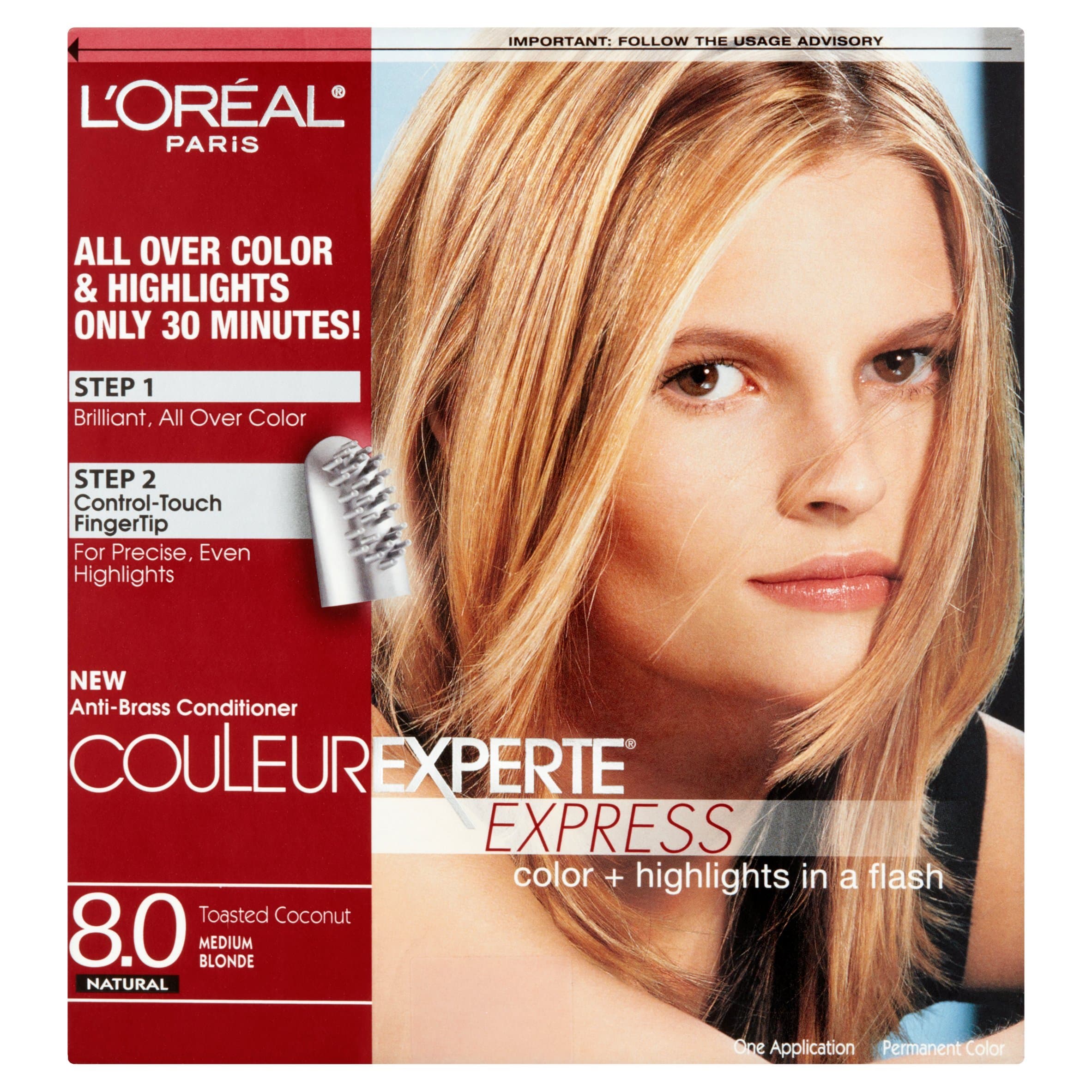 L'Oreal Paris Couleur Experte 2-Step Home Hair Color and Highlights Kit, Toasted Coconut 8 Medium Blonde/Toasted Coconut 1 Count (Pack of 1)