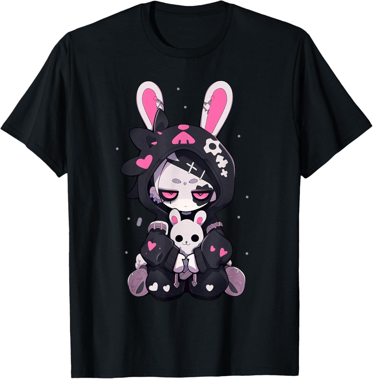 Goth Bunny Anime Girl Cute E-Girl Gothic Outfit Grunge T-Shirt