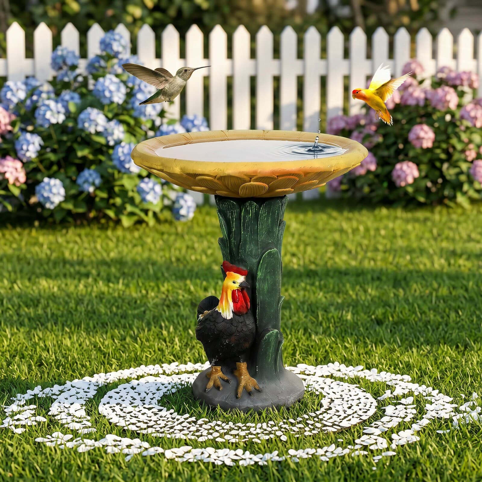 SunJet Outdoor Bird Bath Sunflower Bowl Leaf Fibre Reinforced Concrete Design for Home Garden Patio Yard Decor one_size | DP1-SJ30051-DXC