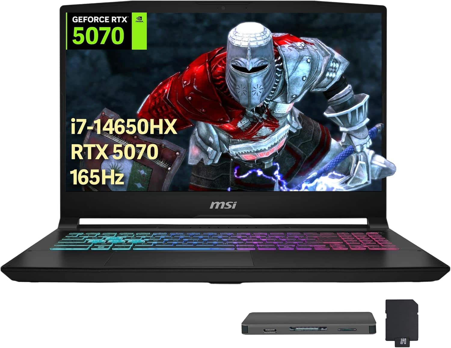 MSI - Katana 15.6" Gaming Laptop, Intel i7-14650HX,GeForce RTX 5070 8GB GDDR7,64GB DDR5,2TB SSD,Win 11 Pro,512GB Dock Station - Black