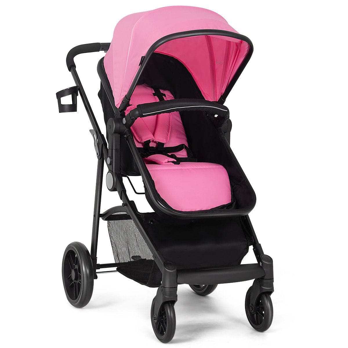 Costway - Foldable Baby Stroller 2 in1 Newborn Infant Travel Buggy Pushchair - Pink
