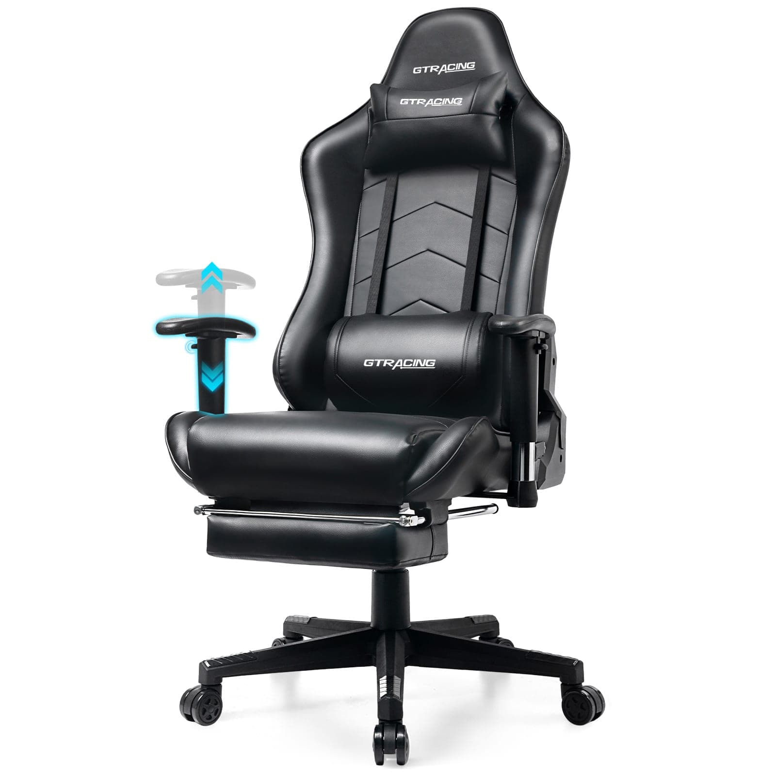 GTPlayer - Gaming Chair Racing Style Computer Chair Stylish High Back Chair - Black