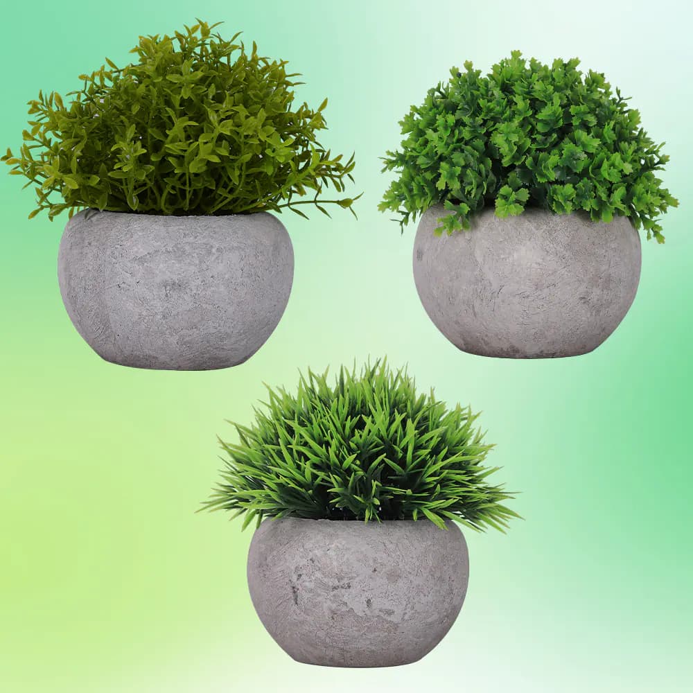 Oumilen - 3PCS Mini Potted Fake Plants, Small Decorative Potted Artificial Plants
