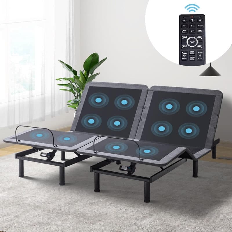 Vipbear - adjustable Bed Frame, Adjustable Bed Base with Wireless Remote, Separate Head/Foot Lift, Sturdy Metal,Twin XL - Black