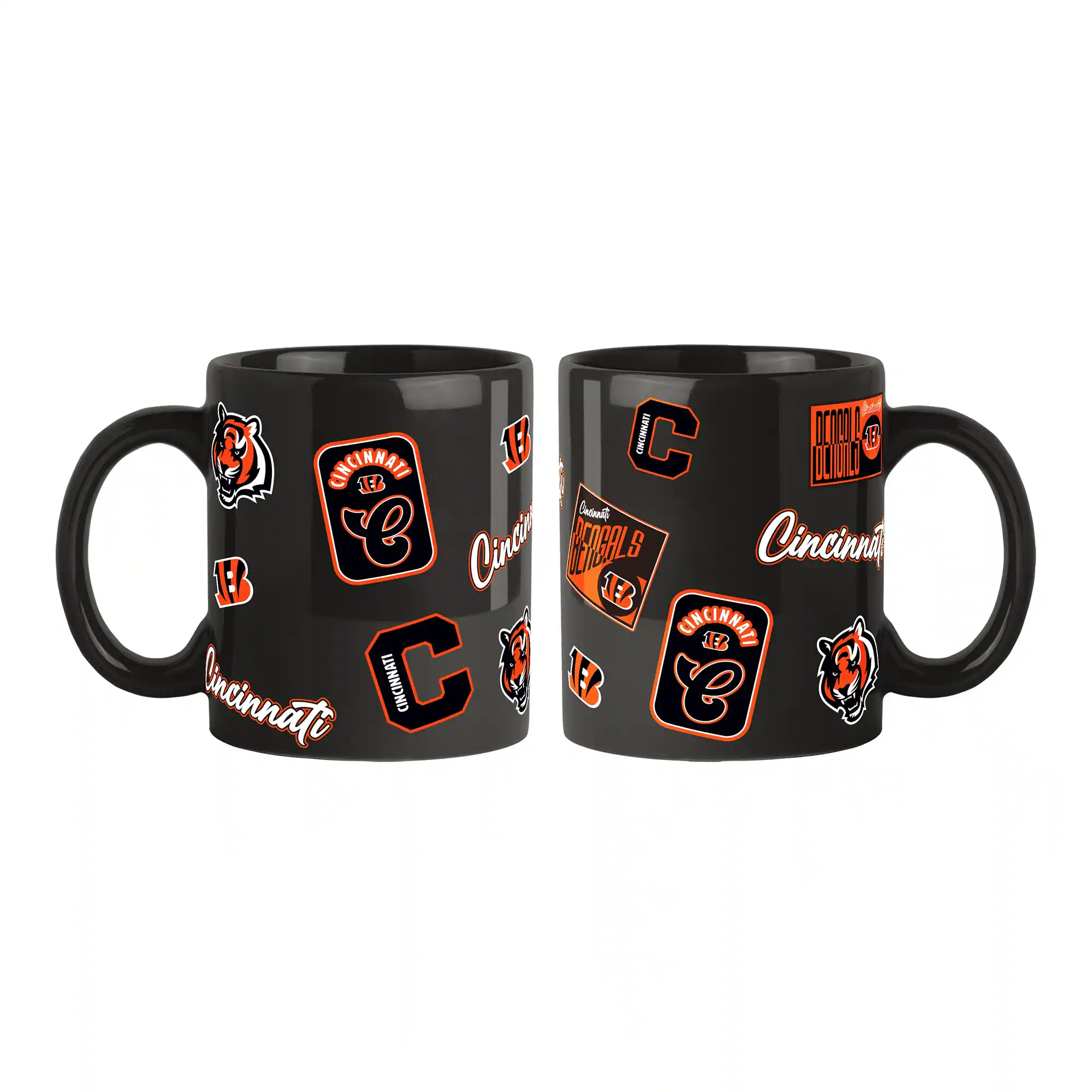 Logo Brands - Cincinnati Bengals 2-Pack 15oz. Color Mug Set - Black