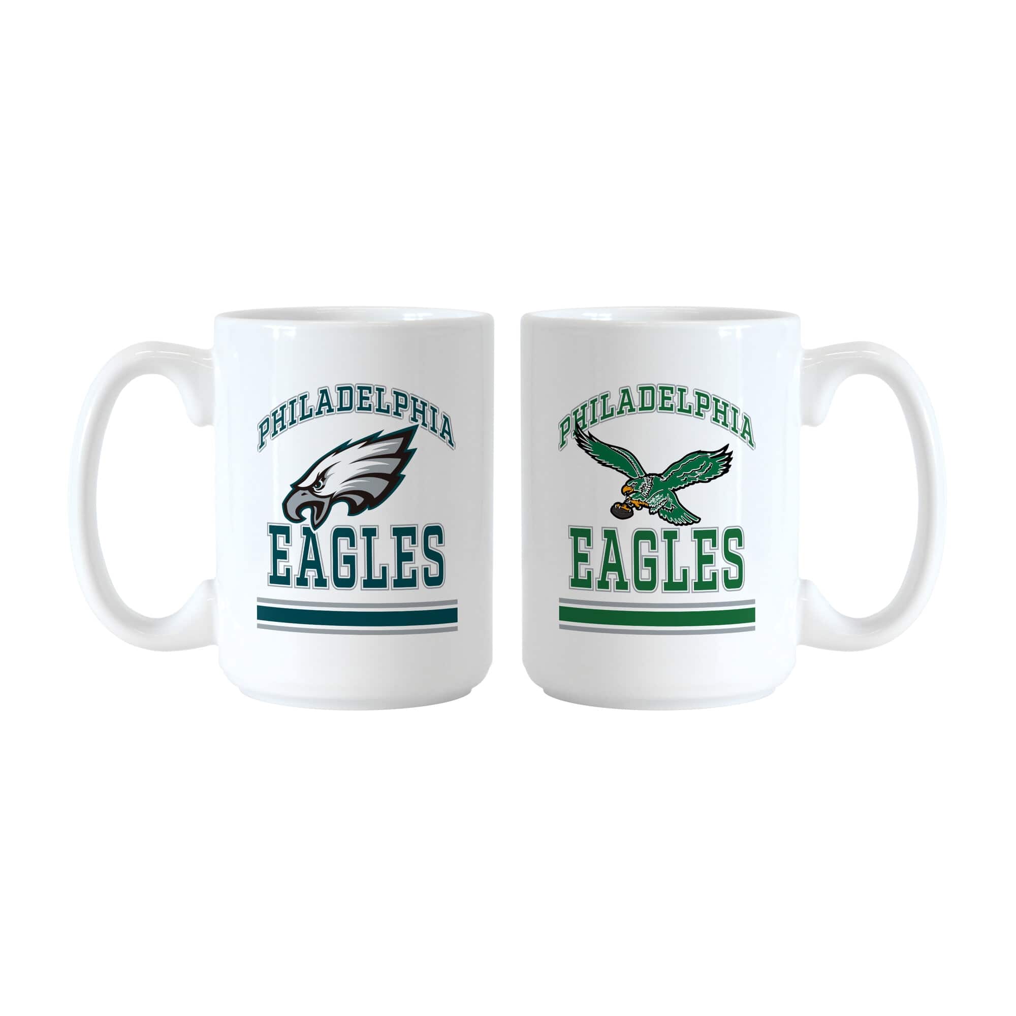 Logo Brands - Philadelphia Eagles 15oz. Current & Throwback Mug Set - Multicolor
