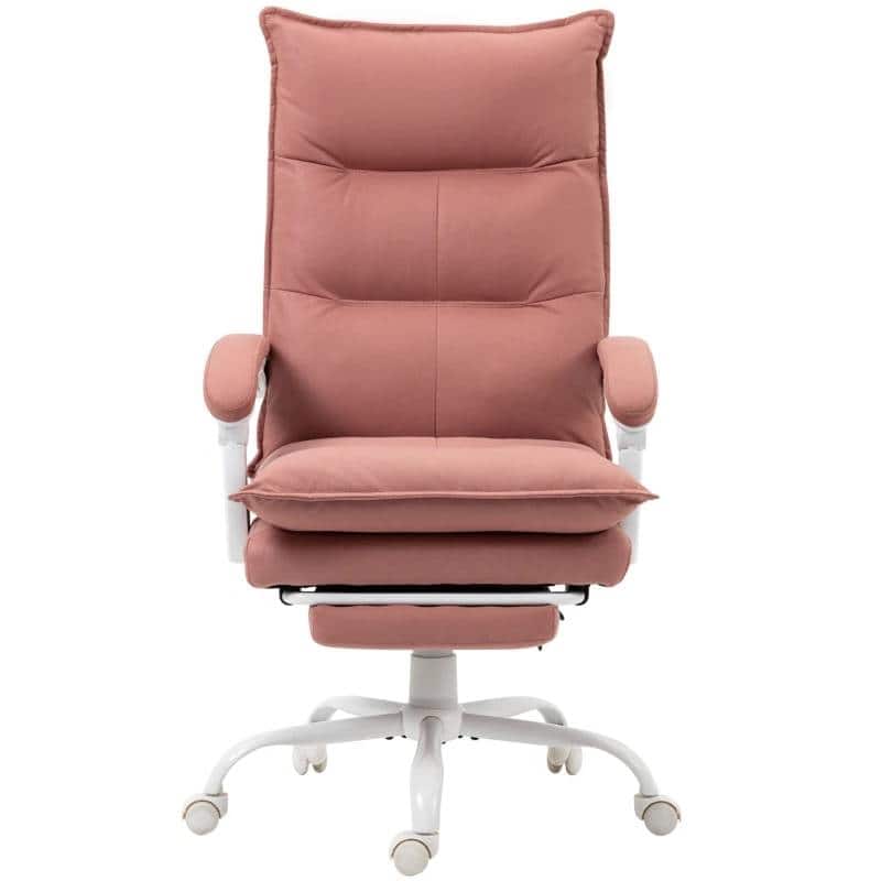Hivvago - Double Padded Executive Massage Heated Office Chair Salmon - Pink