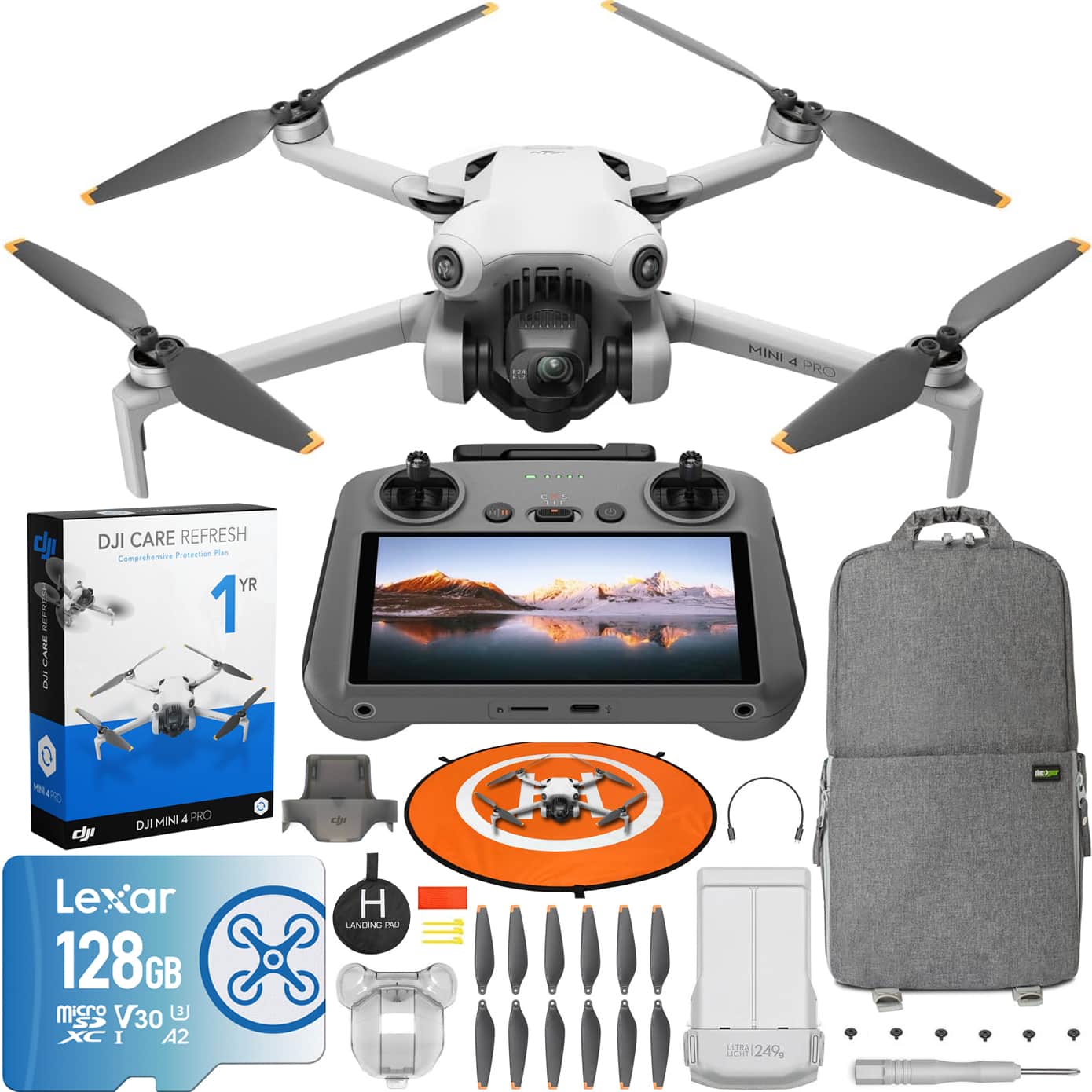 Mini 4 Pro Drone Quadcopter 4K HDR Kit + RC 2 Remote + DJI Care Refresh Bundle