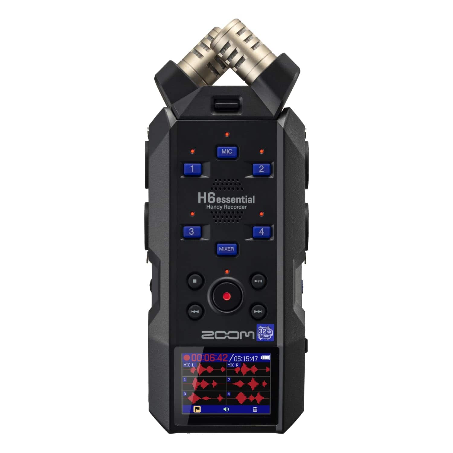 Zoom - H6essential (2024 Model, Essential Series) with 32-Bit Float, Accessibility, 6-Track Recorder, Stereo Microphones - Black