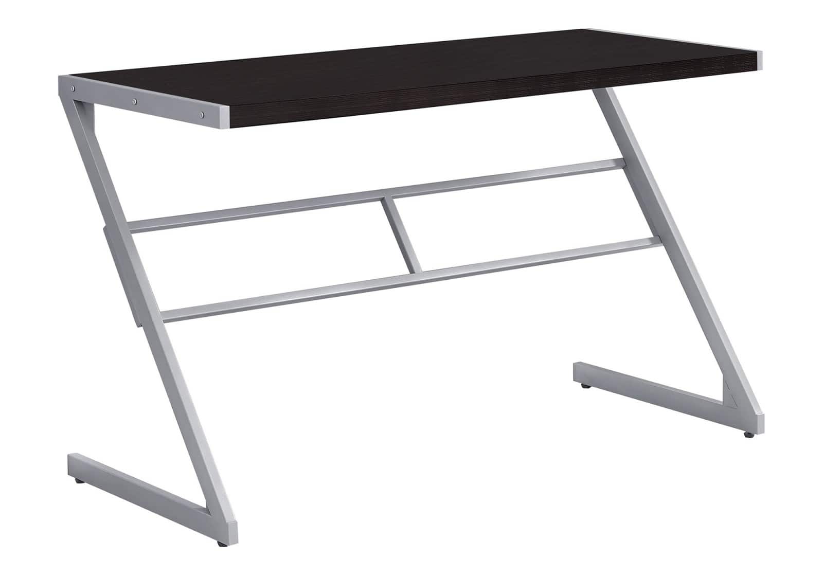 Glintex - 48" Computer Desk, Home Office, Laptop, Work, White Laminate, Metal, Contemporary, Modern - Espresso