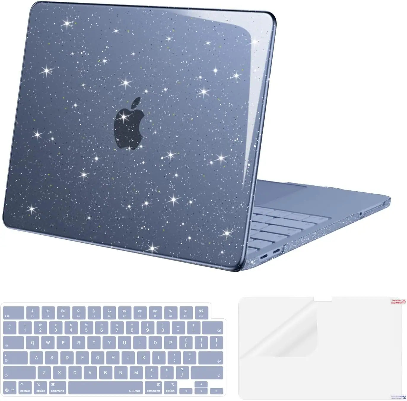 mosiso - Glitter Cover for 2026 MacBook Neo Case 13 inch A3404 with A18 Pro Chip,Crack-Resistant Cover&Keyboard Cover&Screen Film - Indigo