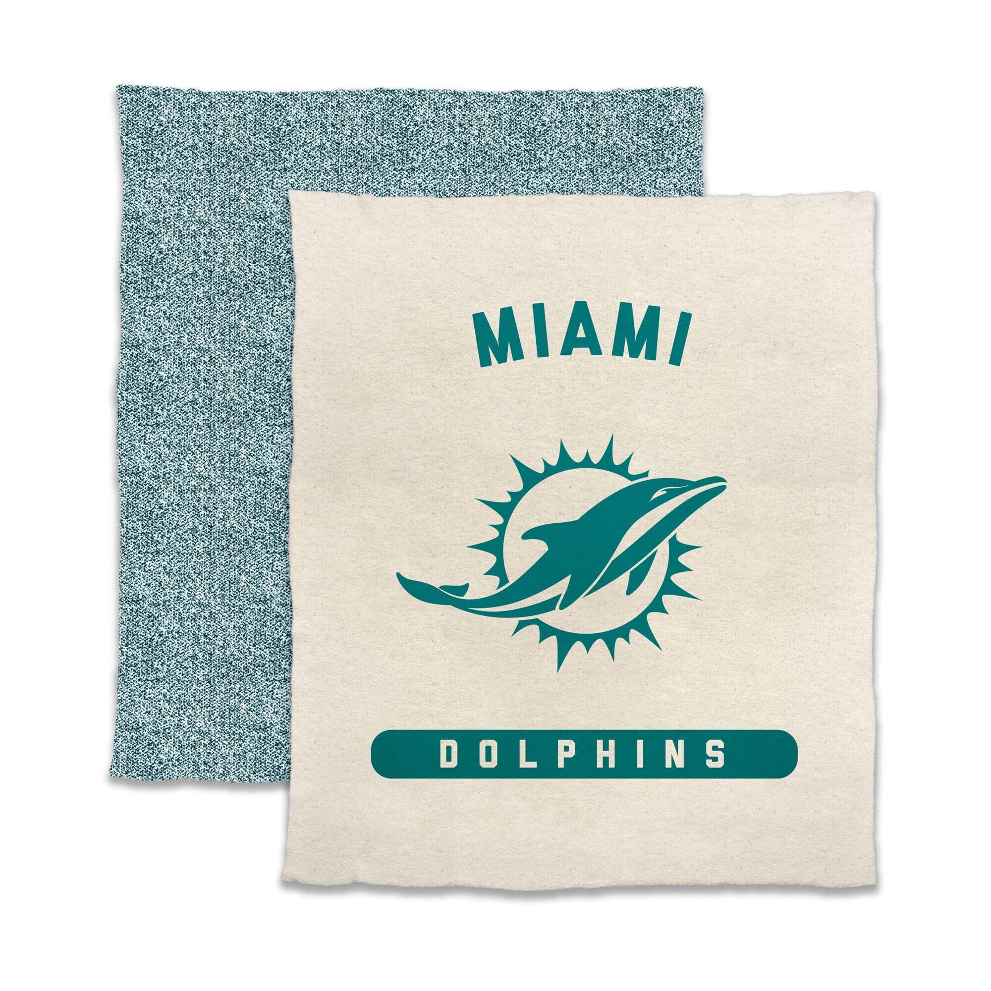 Logo Brands - Miami Dolphins 50- x 60- Luxe Dreams Throw Blanket - Oatmeal