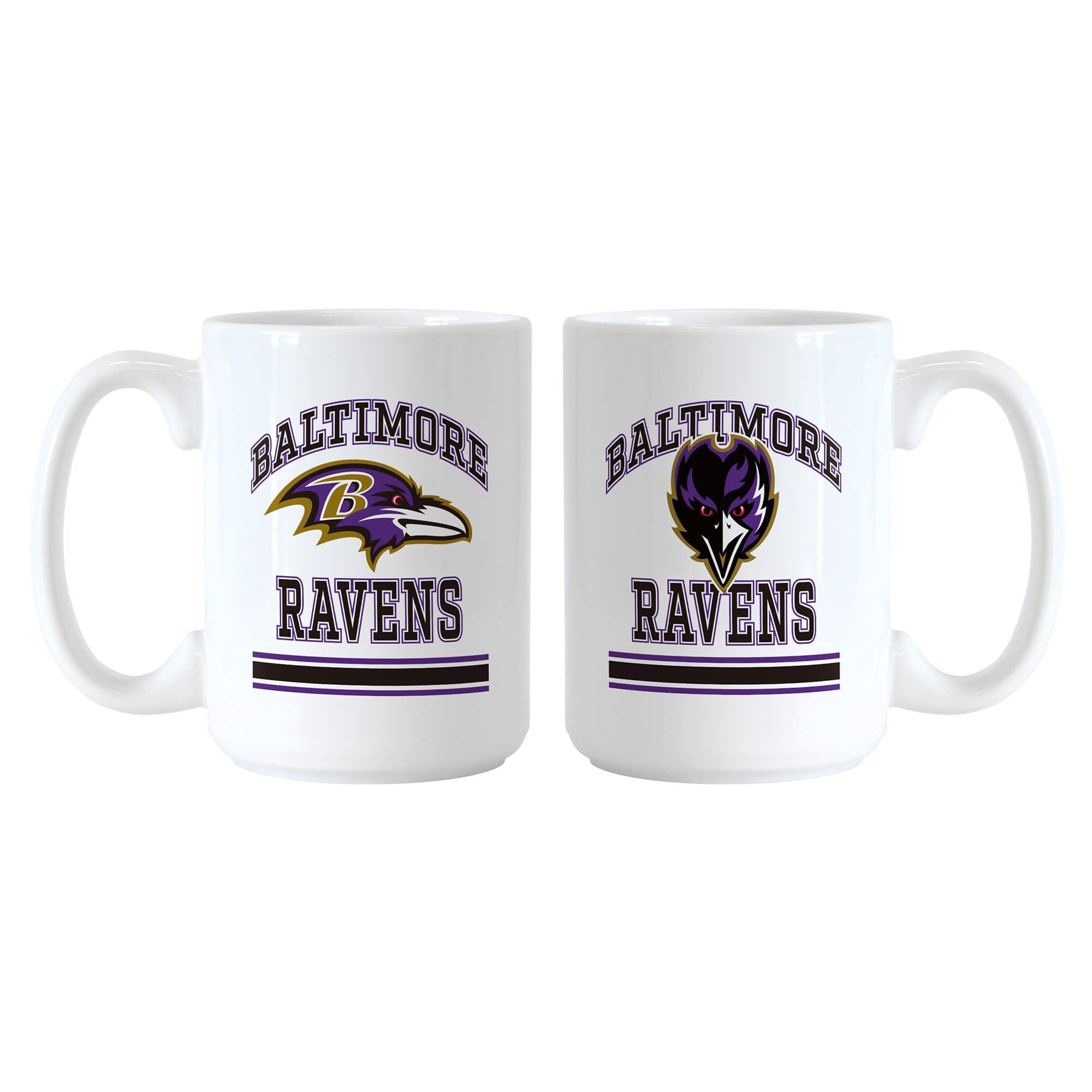 Logo Brands - Baltimore Ravens 15oz. Current & Throwback Mug Set - Multicolor