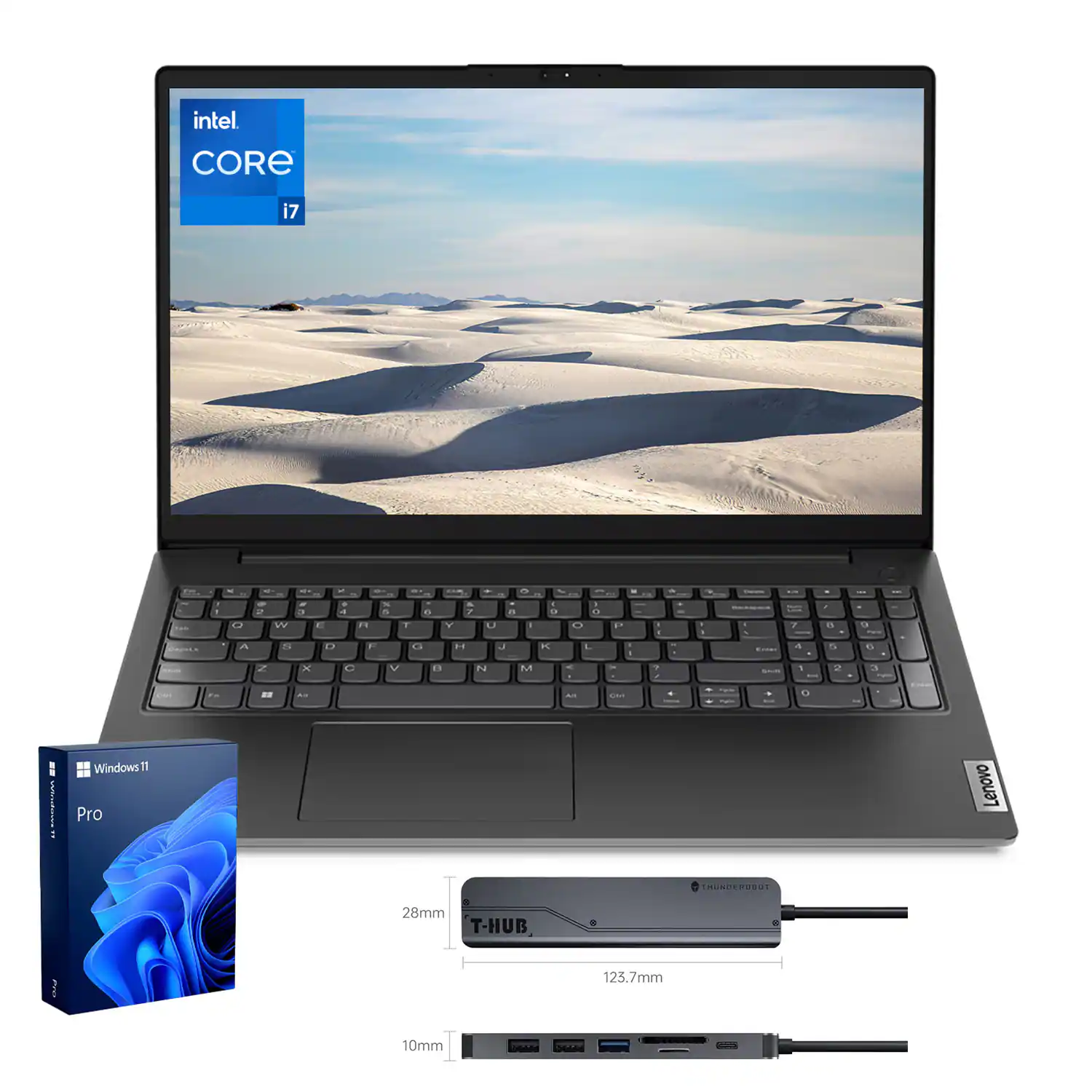 Lenovo - V15 15.6" FHD Laptop - Intel Core i7-13620H with 24GB RAM - 512GB SSD - Numeric Keypad - 7-in-1 USB-C Hub - Black
