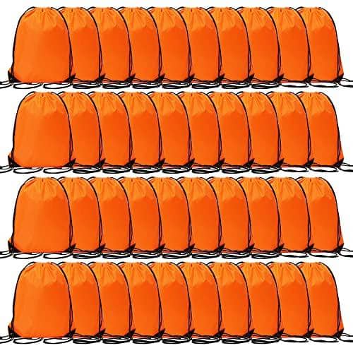 Cozy Serene - 20 Drawstring Backpack Bulk Draw String Bags Cinch Polyester Bag For Gym Sport 10 Colors - Orange-20