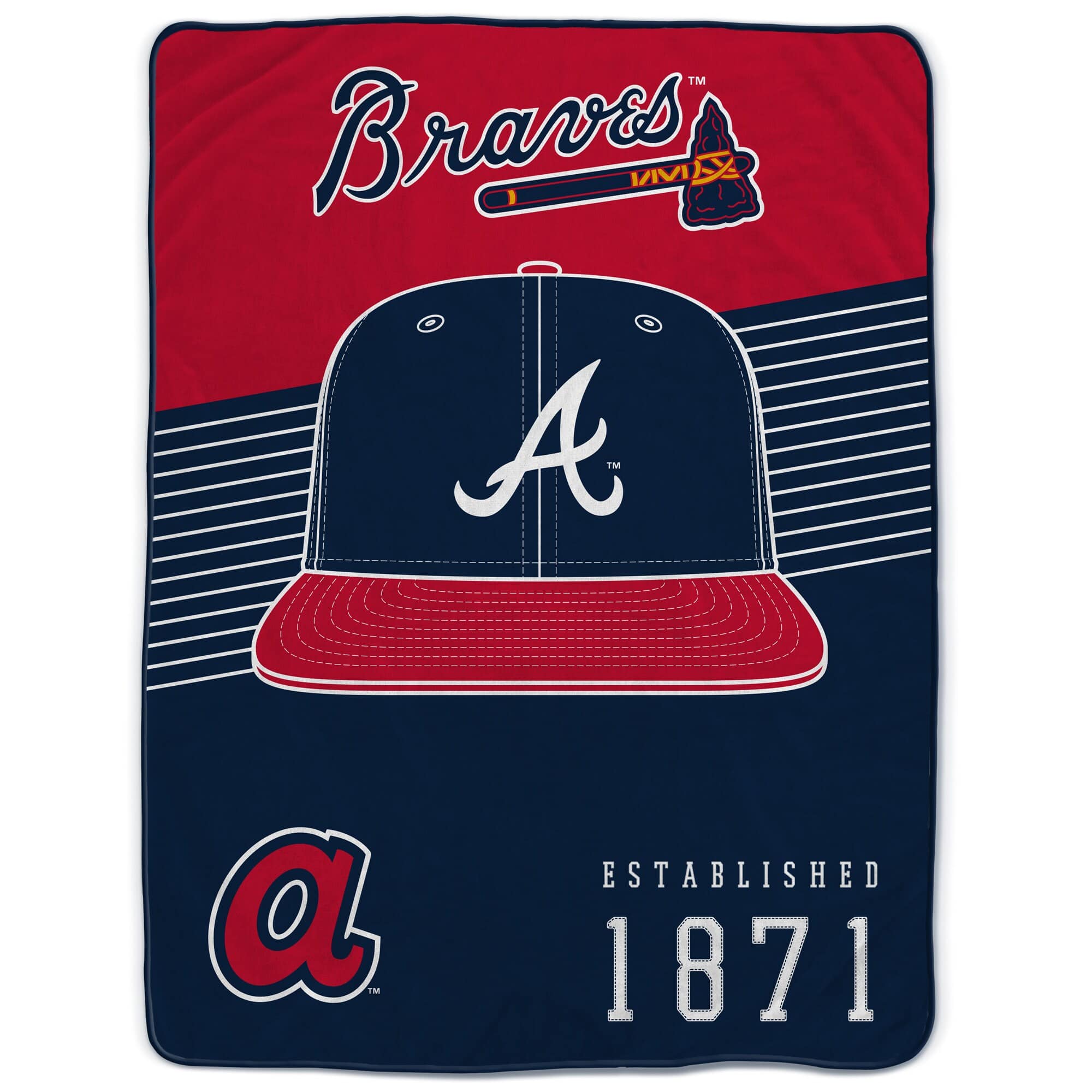 Pegasus - Atlanta Braves 60- x 80- Hat Stripes Throw Blanket - Multicolor