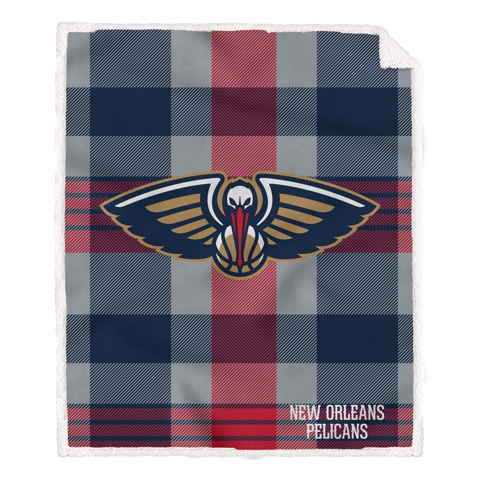 Pegasus - New Orleans Pelicans 60- x 70- Plaid Steel Ultra Cozy Sherpa Blanket - Multicolor