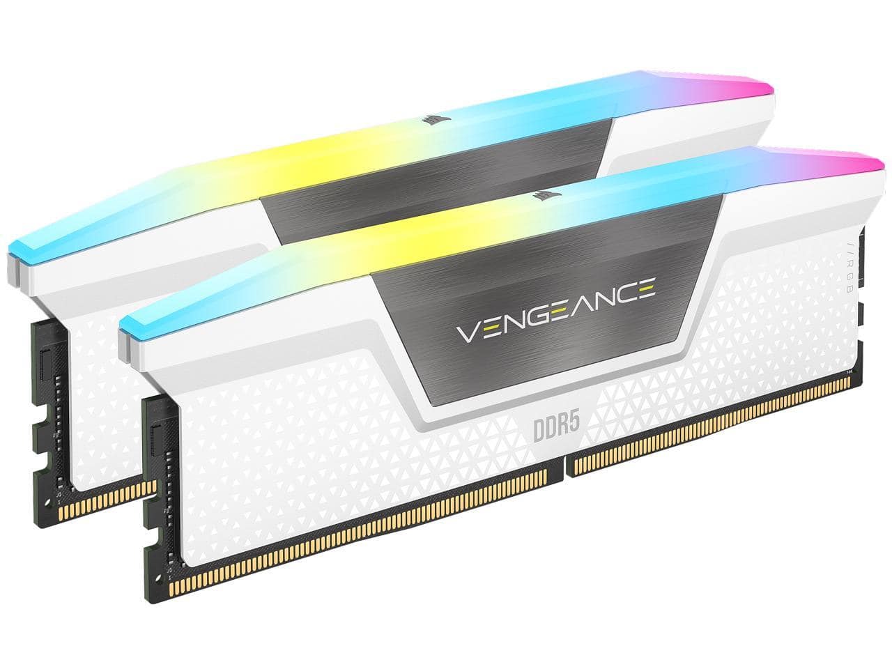 CORSAIR - Vengeance RGB 32GB (2 x 16GB) 288-Pin PC RAM DDR5 5200 (PC5 41600) Memoria de Escritorio Modelo CMH32GX5M2B5200C40W - Blanca