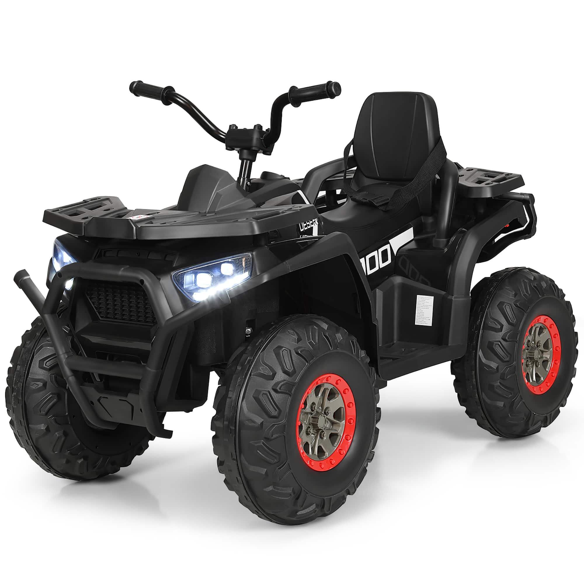 Costway - 12V Kids Electric 4-Wheeler ATV Quad 2 Speeds Ride On Car w/MP3&LED Lights - Black
