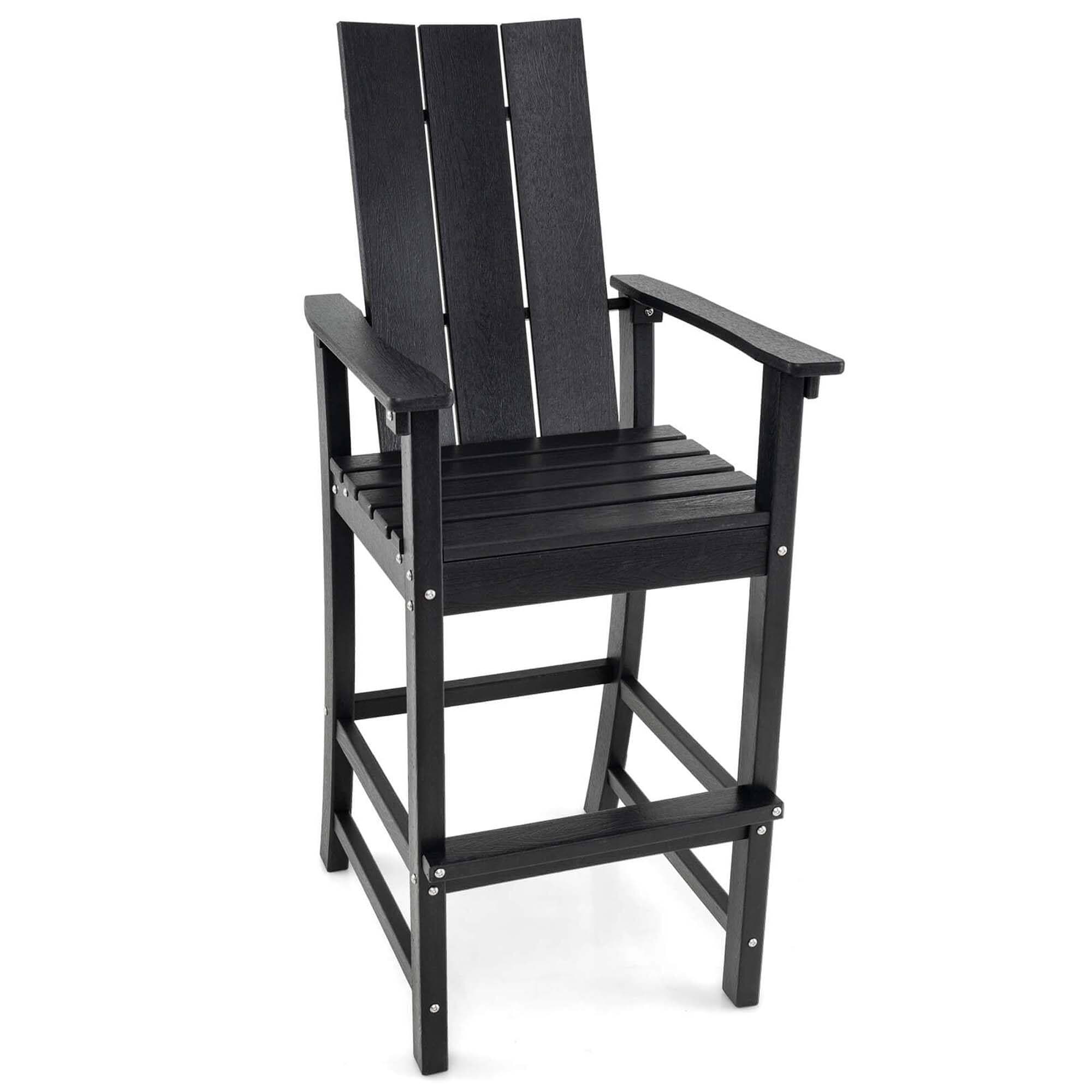 Costway - Tall Adirondack Chair with Ergonomic Backrest Armrests & Footrest for Backyard - Black