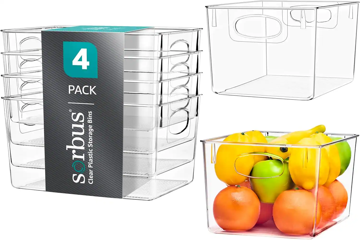 Sorbus - Large Plastic Storage Bins for Shelves, Clothes, with Handle - Storage Bins, Drawer, Shelf, Closet - Clear