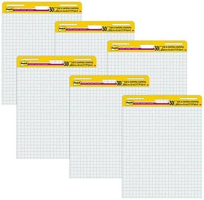 Post-it - Super Sticky Wall Easel Pad, 25" x 30", Grid Lined, 30 Sheets/Pad, 6 Pads/Pack (560 VAD 6PK) - White