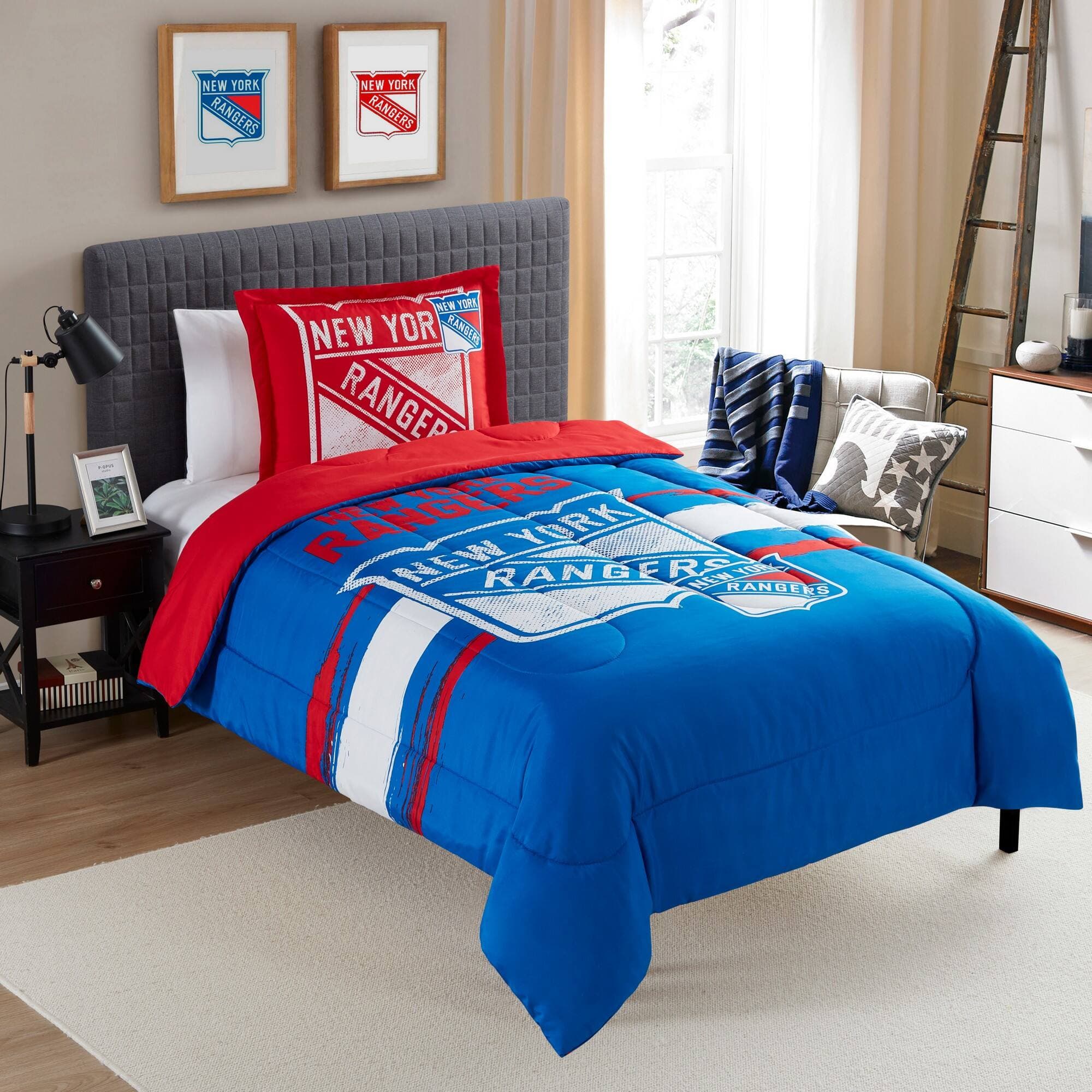 Sweet Home Collection - NHL New York Rangers Comforter & Pillow Sham Set- Twin/Twin XL - Multicolored