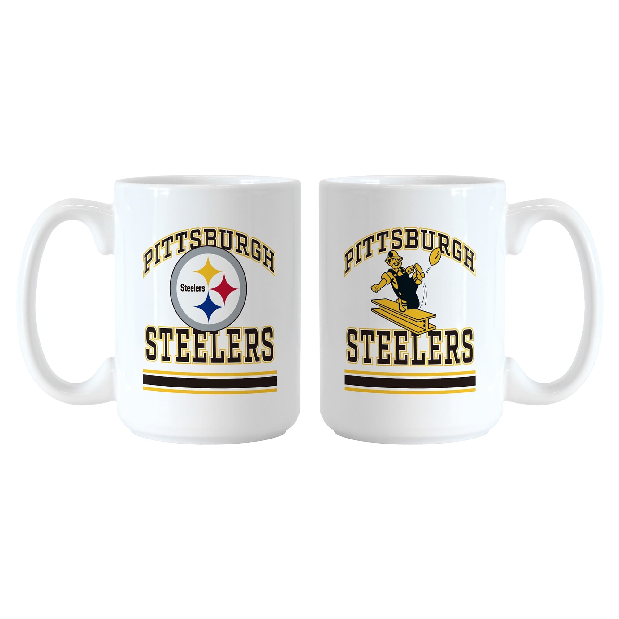 Logo Brands - Pittsburgh Steelers 15oz. Current & Throwback Mug Set - Multicolor