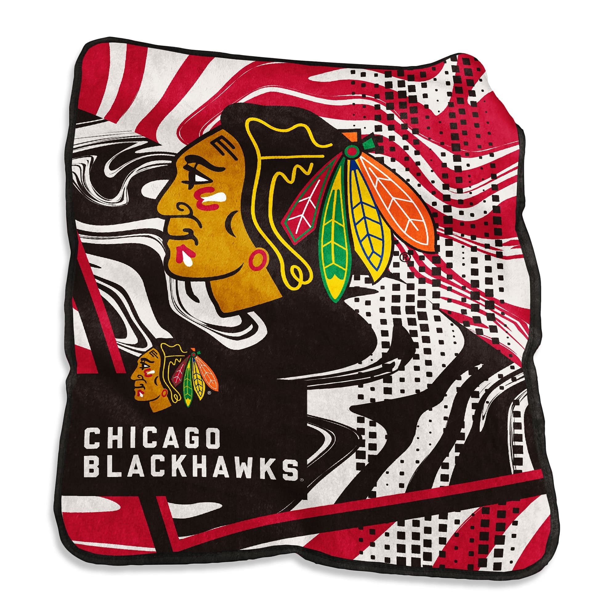 Logo Brands - Chicago Blackhawks 50" x 60" Swirl Raschel Throw Blanket - Multicolor