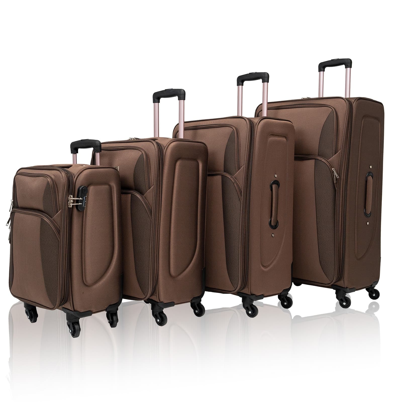 Ecooso - Luggage Set 4 Piece, Softside Expandable Suitcase Set Lightweight Softshell Travel Luggage - Brown