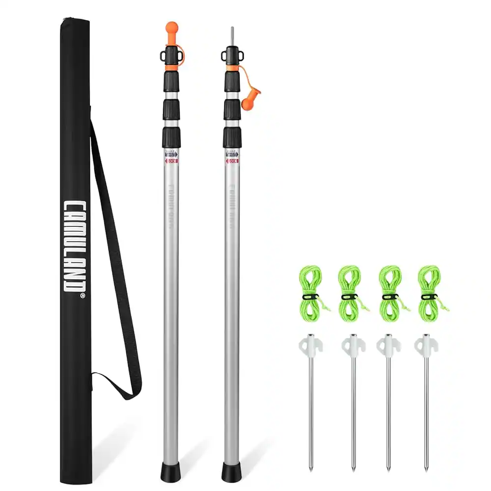 CAMULAND - Tent Poles for Tarp Telescoping Camping Gear Accessories - Silver