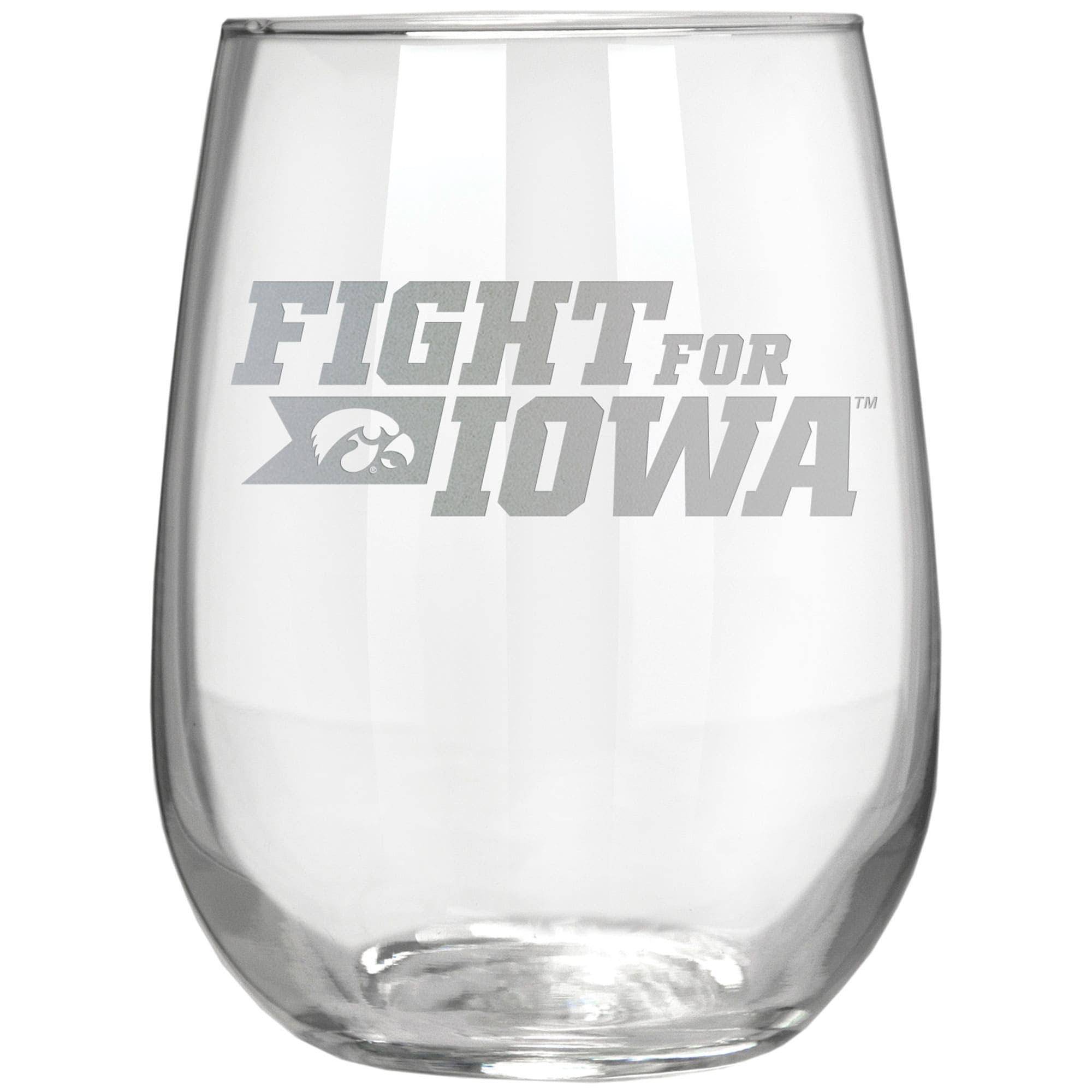 Great American Products - Iowa Hawkeyes Etched 17oz. Rally Cry Stemless Wine Glass - Multicolor