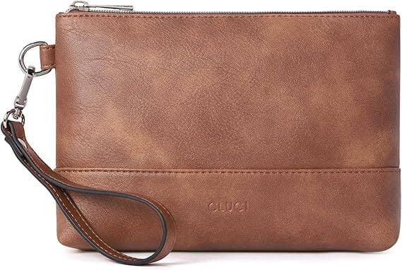 Vulpecula Spade - Wristlet Wallet for Women Large Capacity Leather Clutch Purse Slim Ladies Travel Credit Card Holder Phone Organize - Brown