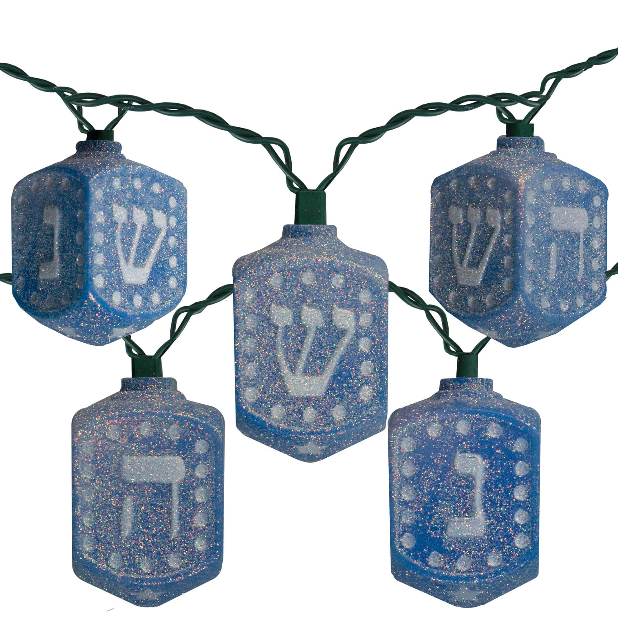 Kurt Adler - 10 Count Hanukkah Dreidel Novelty Light Set-Incandescent Lights - Blue