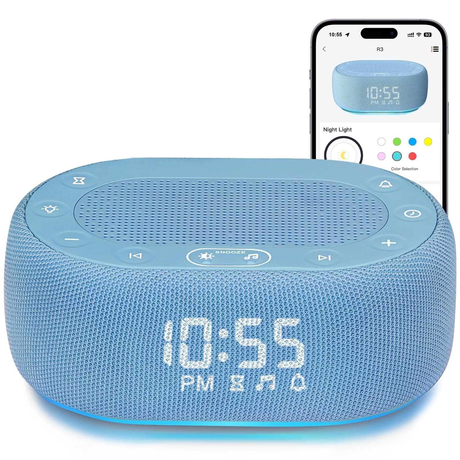 Dazzed Corner - Alarm Clock, White Noise Sound Machine - Blue