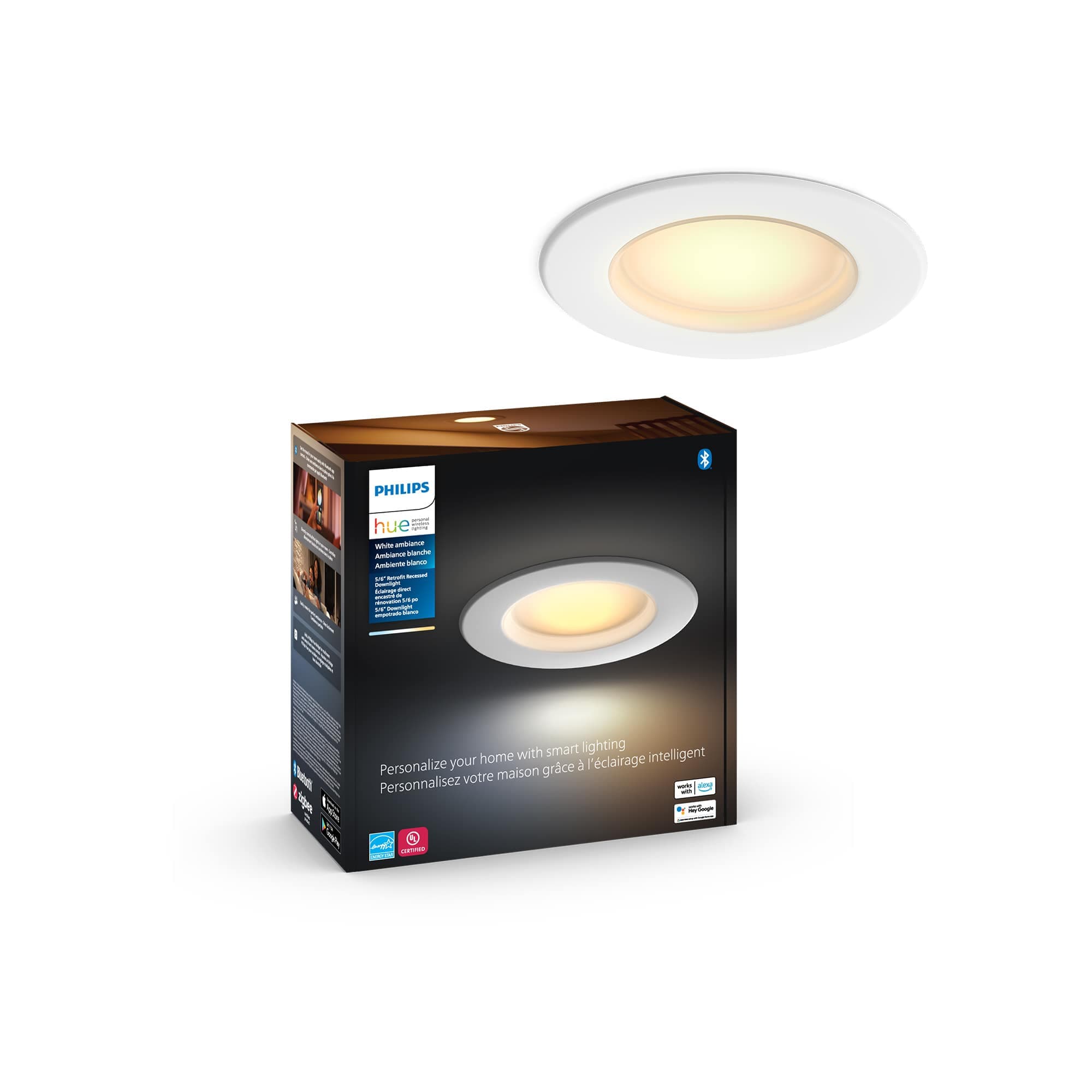 Philips - Hue Bluetooth 5/6" High Lumen Recessed Downlight - White Ambiance
