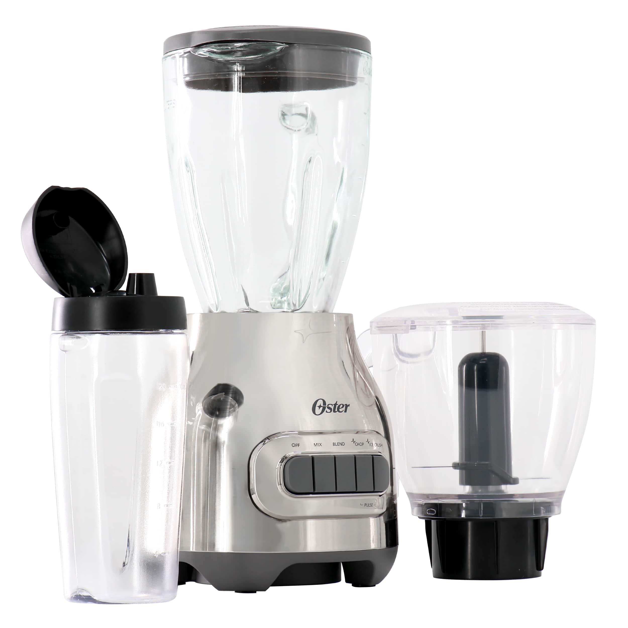 Oster - 3-in-1 Kitchen System 700 Watt Blender with Blend-N-Go Cup - Chrome