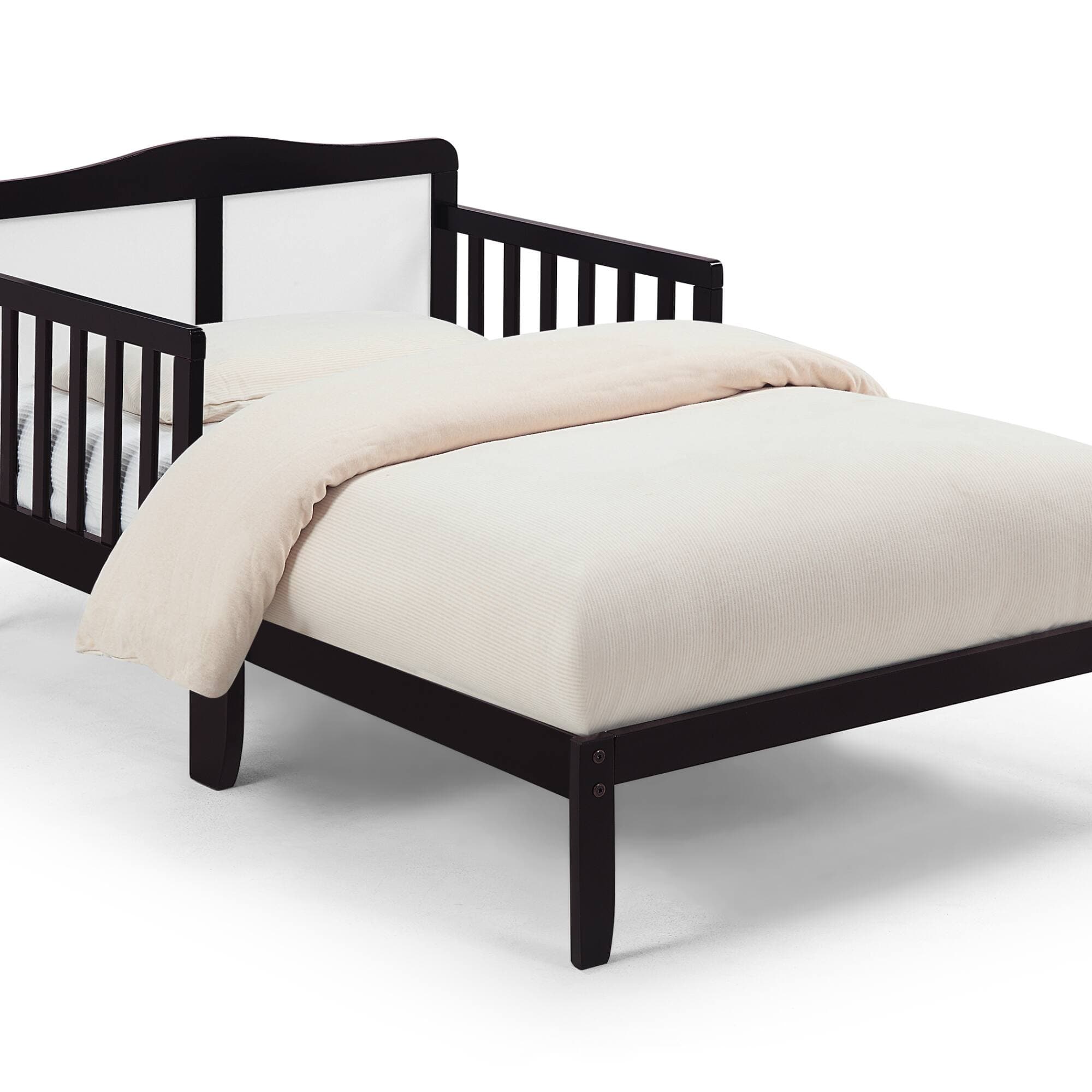 GOODSILO - Solid Wood Toddler Bed with Safety Rails and Low-Profile Design for Secure Sleeping Environment - Espresso