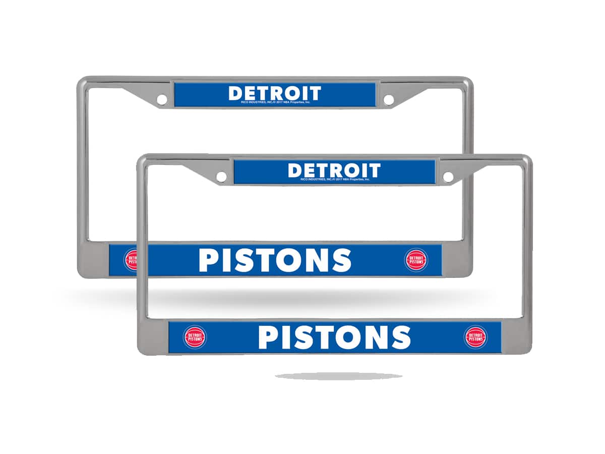 Rico Industries - Detroit Pistons Chrome Metal License Plate Frame - Set of 2 Frames - Multi