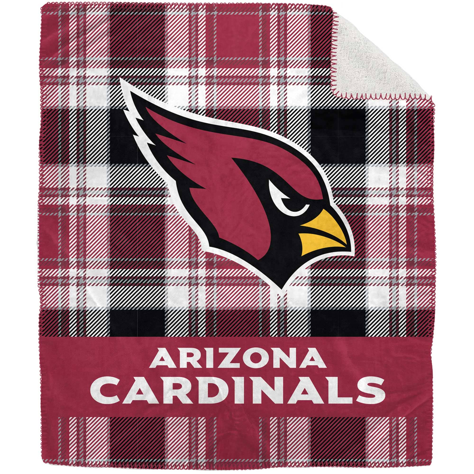 Pegasus - Arizona Cardinals 50" x 60" Plaid Flannel Sherpa Plush Blanket - Multicolor
