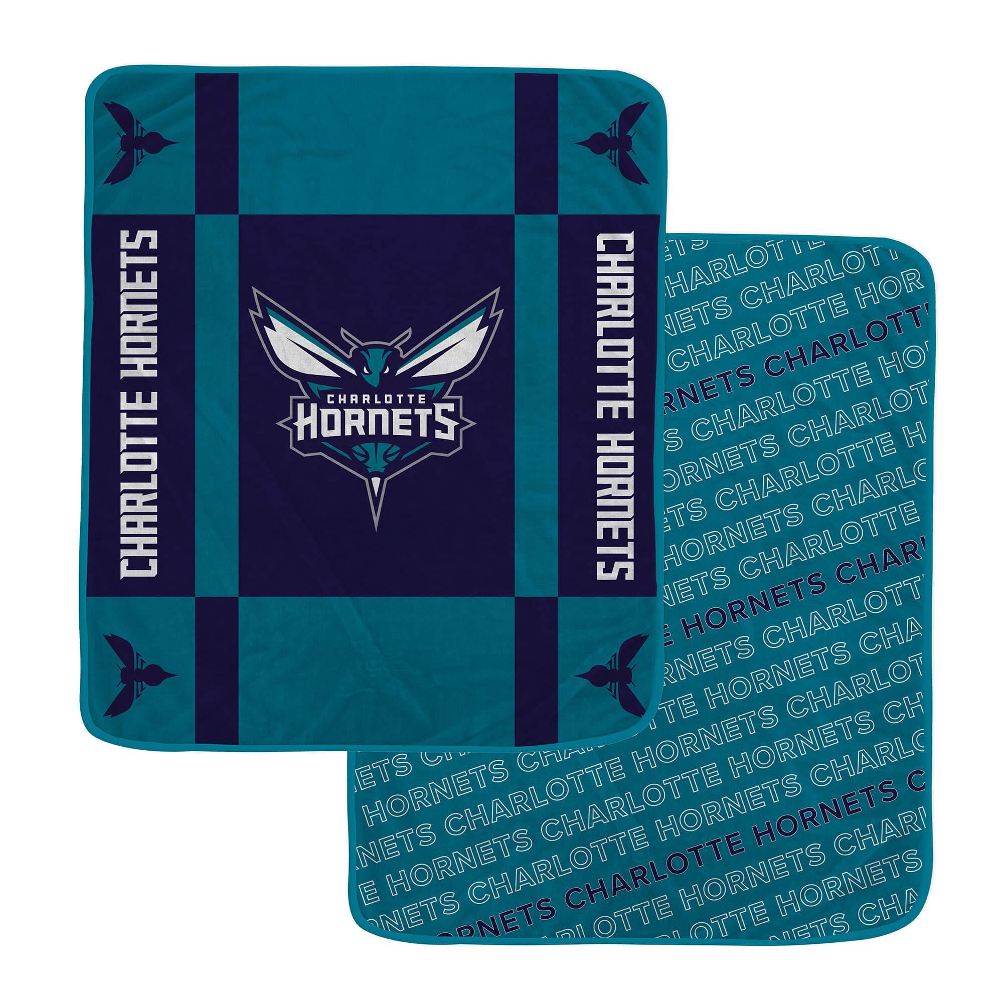 Pegasus - Charlotte Hornets 60" x 70" Reverse Block Wordmark Double-Sided Ultra Cozy Blanket - Multicolor