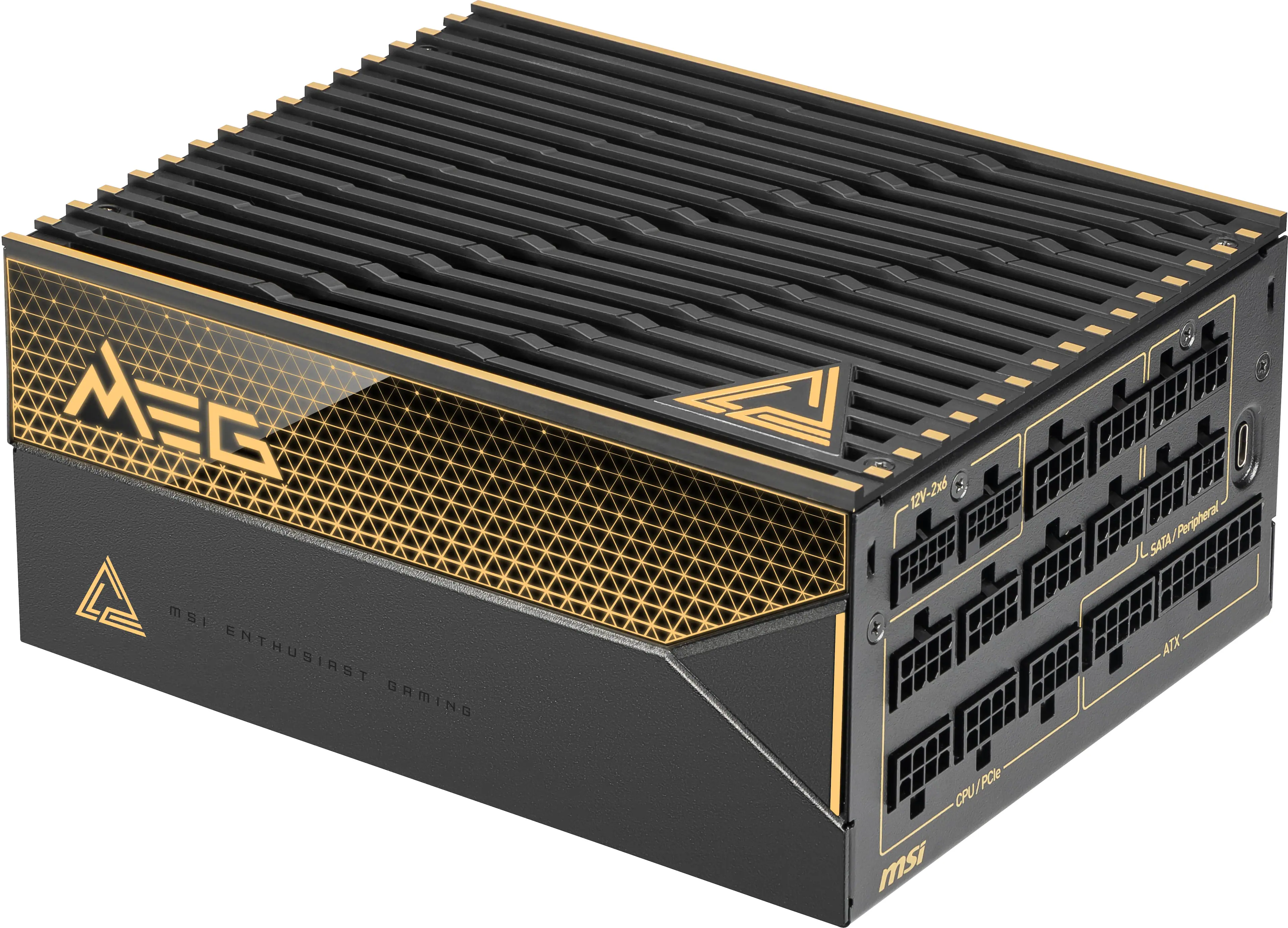 MSI - MEG Ai1600T PCIE5 1600W ATX 3.1 & PCIe 5.1 Ready Full Modular 80 Plus Titanium Gaming Power Supply - Black