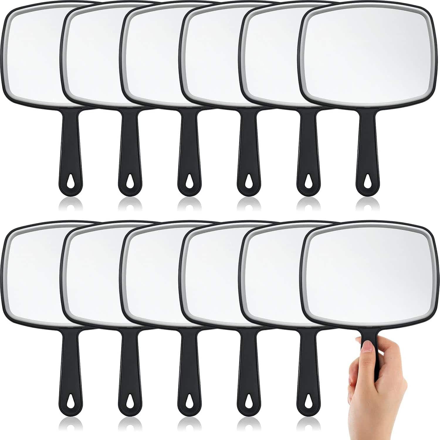 Stamp n Camp - Geetery 12 Pcs Hand Held Mirrors with Handles Makeup Bulk Wall Mount for Women Cosmetic Bathroom Home Barber Salon 6.69 - Black-12