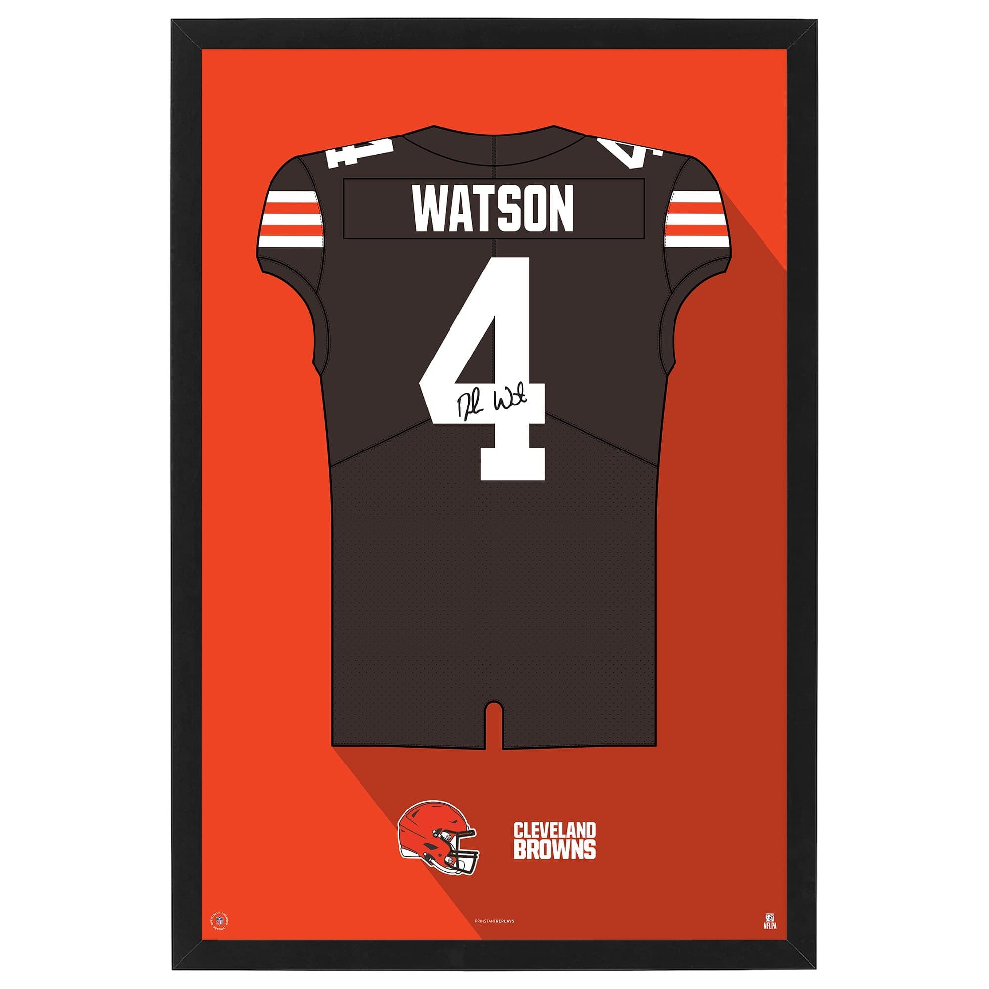 Sporticulture - Deshaun Watson Cleveland Browns Home Jersey Framed Art Print - Brown