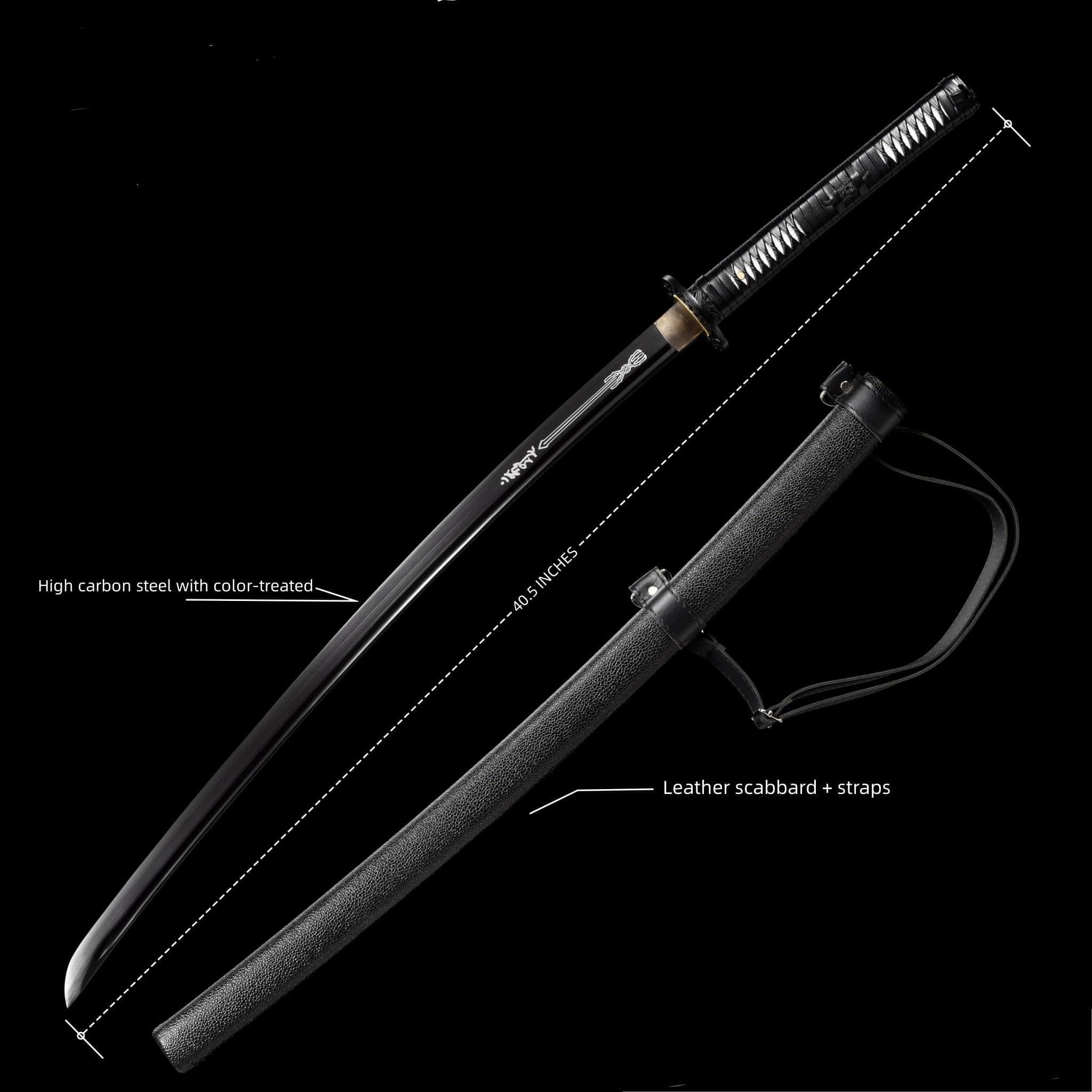 Refined Abode Design - Samurai Traditional Hand-forged Swords Authentic Anime High Carbon Steel Katanas Collection Full Tang p The - Black