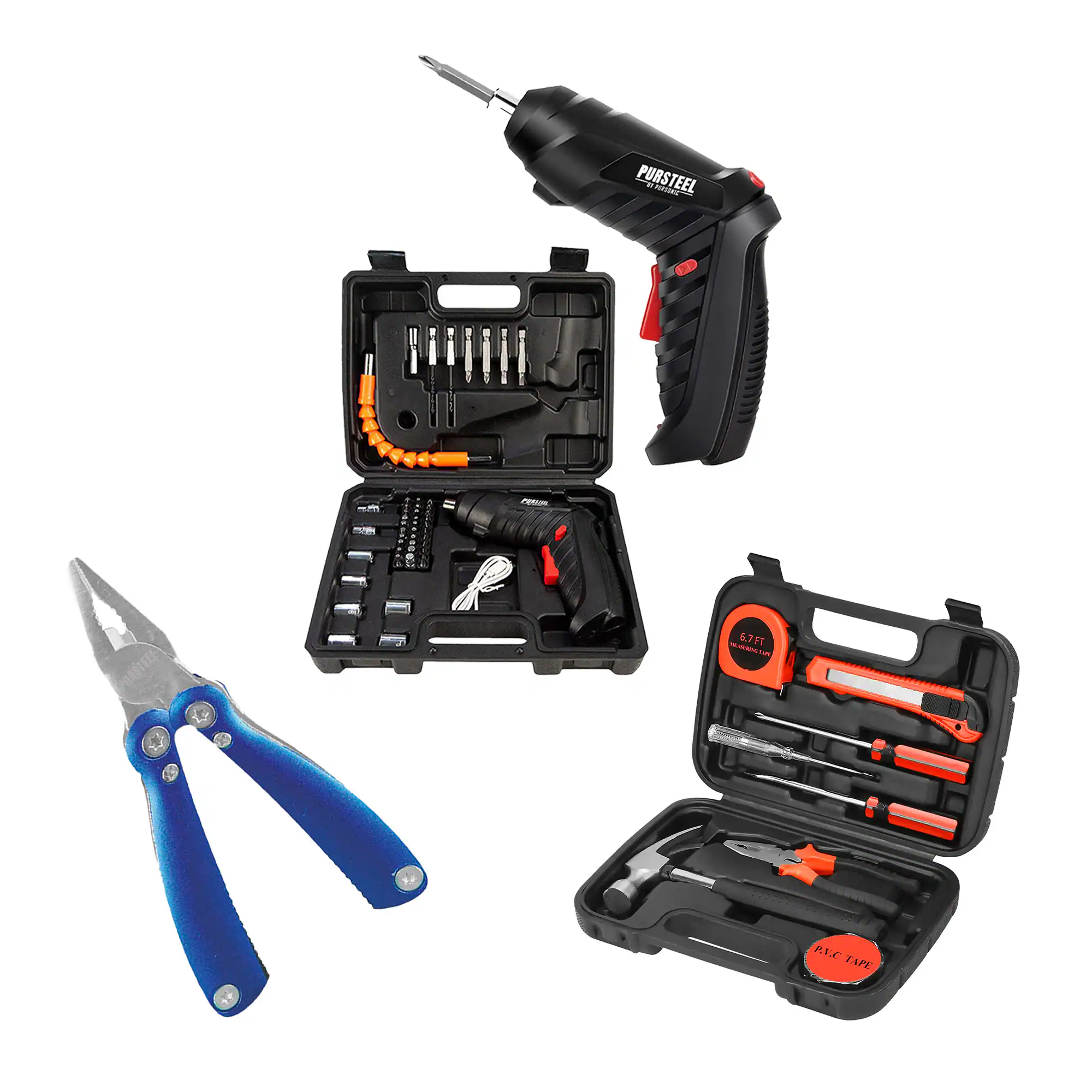 Pursonic - Home Repair Power Kit: Driver, Hand Tools, Multi-Tool