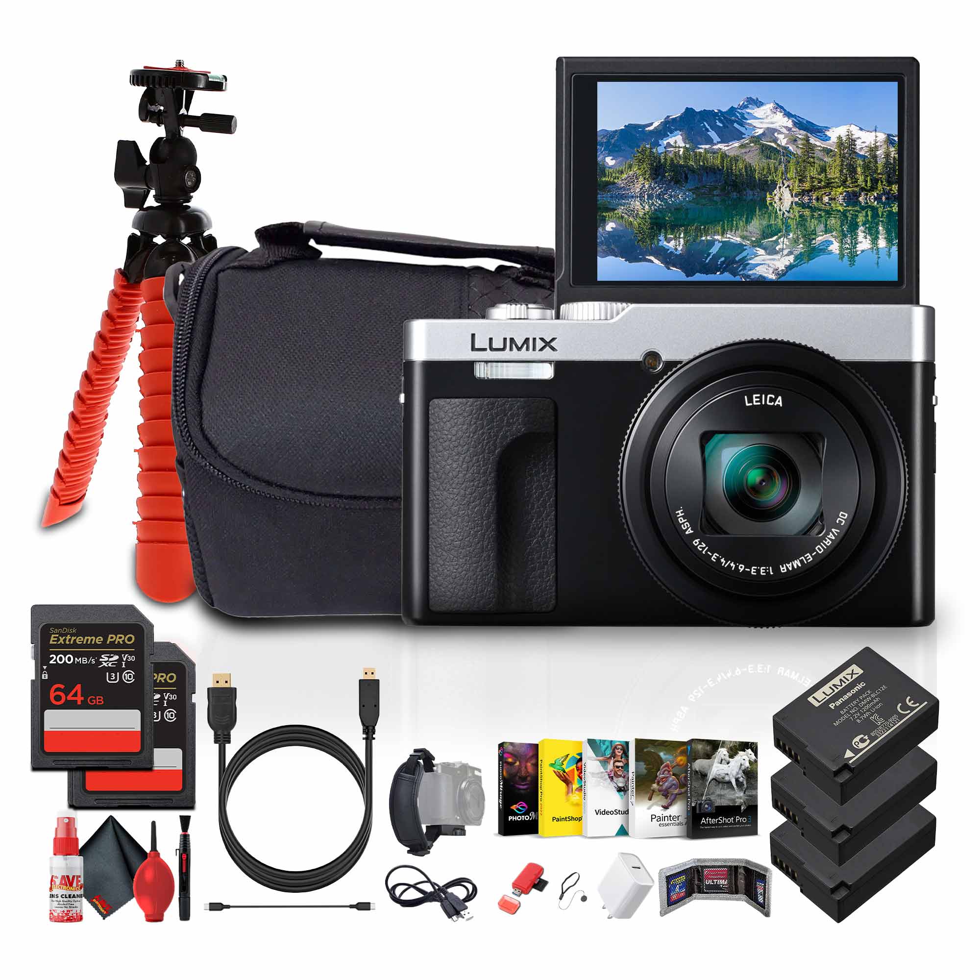 Panasonic - ZS99 Point and Shoot Compact Travel Digital Camera (Silver) - Bundle